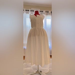 NWT: J. Crew white eyelet ruffle sleeve airy shirt dress, size 10